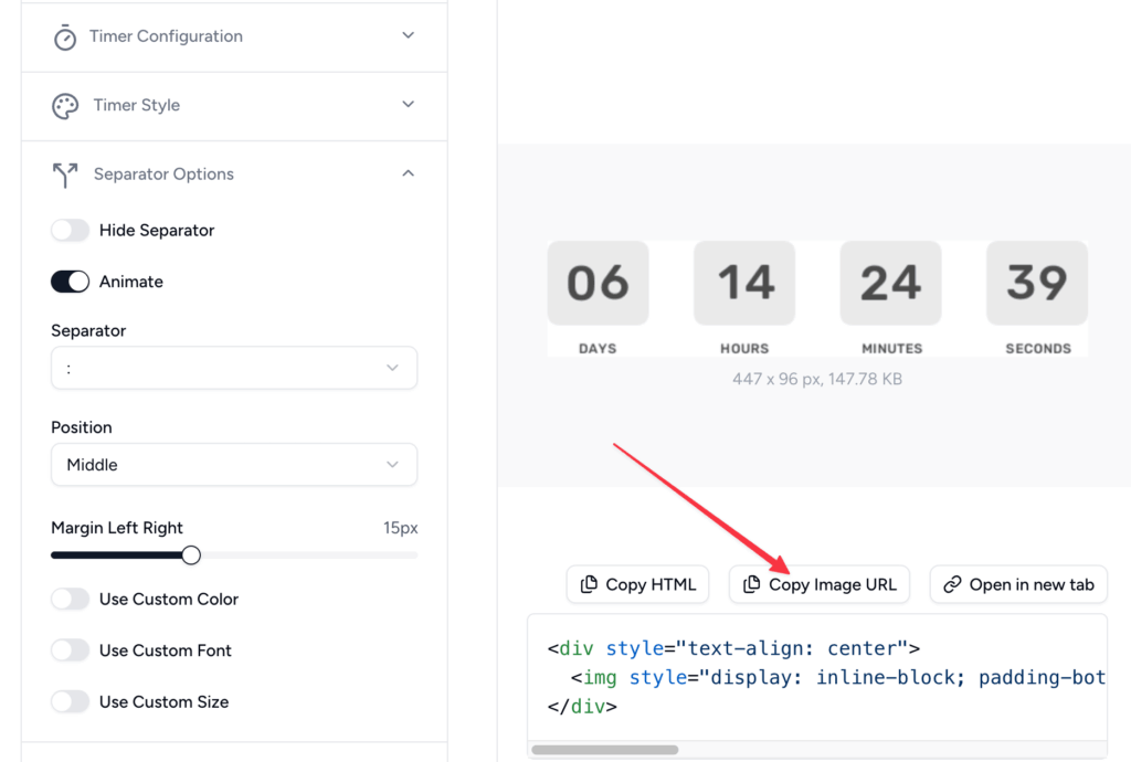 Animated real-time countdown timer for email marketing urgency