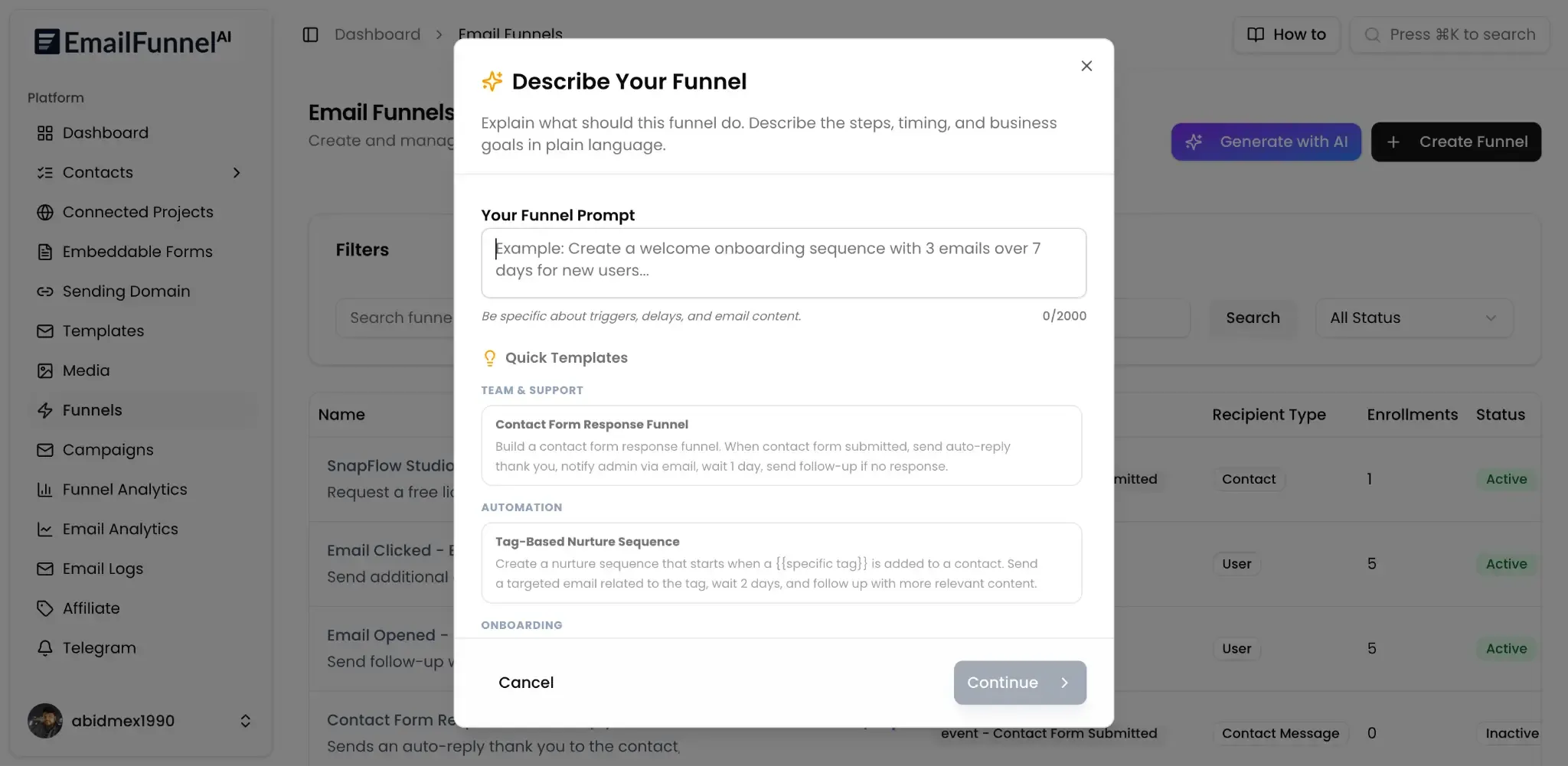 EmailFunnelAI integrations with email providers and CRMs