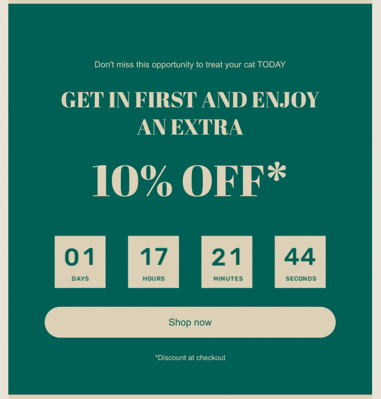Previewing an email countdown timer in Omnisend within an email campaign