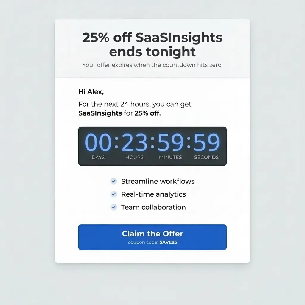 Product Offer email with countdown timer