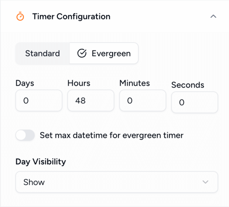 Choose duration for evergreen countdown timer