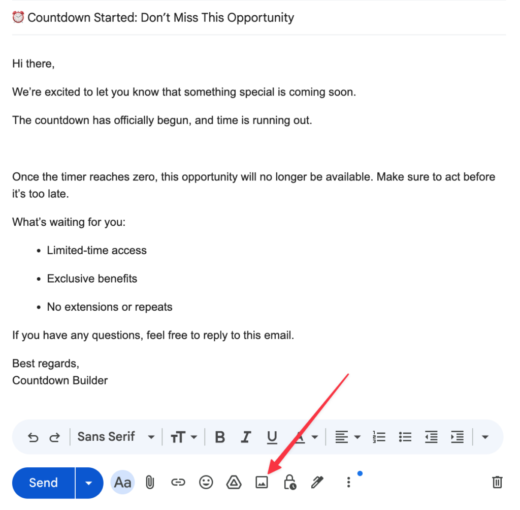 How to Add a Countdown Timer in Gmail Emails (2025 Guide) 4 countdown timer in gmail image