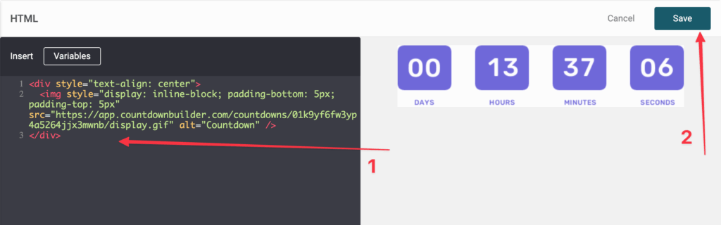 insert countdown html